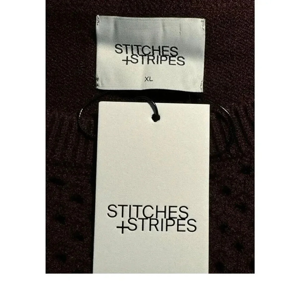 NEW Stitches + Stripes Women's XL Brown Open Stitch Knit Sweater Pullover NWT - Picture 4 of 8